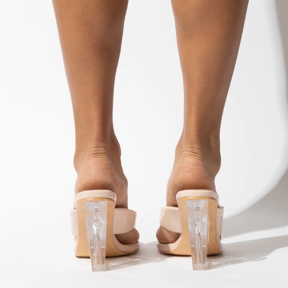 Nude clear chunky heel sandal - Picture 4 of 6